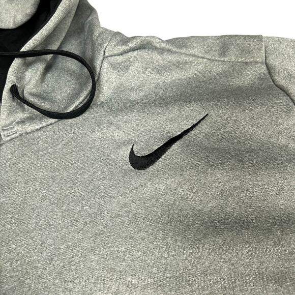 Nike Hoodie Sweatshirt Therma-Fit Light Grey Black Long Sleeve Activewear Large - Picture 9 of 12